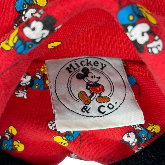 Vintage Mickey & Co All Over Micky Mouse Print Red Turtle Neck Top - Picture 5 of 6